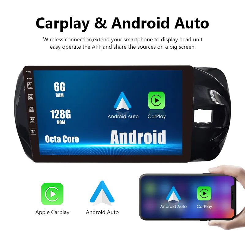 2 din android Radio Stereo multimedia player gps navigation carplay android For TOYOTA VITZ 2015-2020 Android12 youtube WIFI