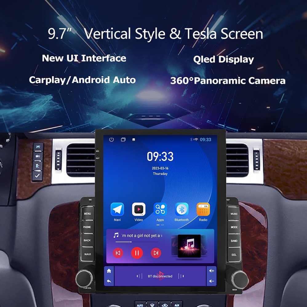 9.7"Tesla Vertical Screen car radio player For GMC Yukon Chevrolet Tahoe Suburban 2006-2014 Carplay ANDROID Auto GPS head unit