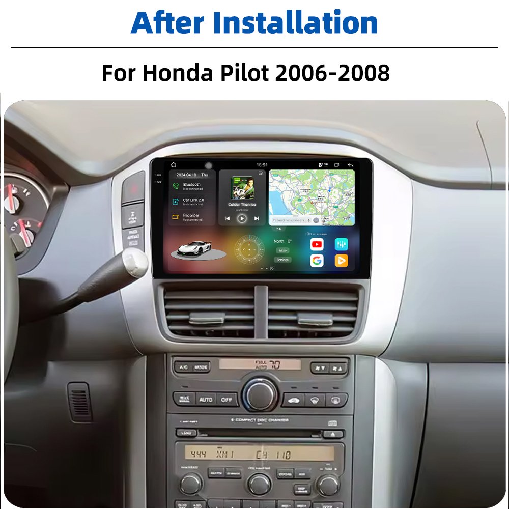 4+64GB Android 13 2K Car Radio GPS Navigation 360 Camera CarPlay+auto Stereo Autoradio For Honda Pilot 2006-2008
