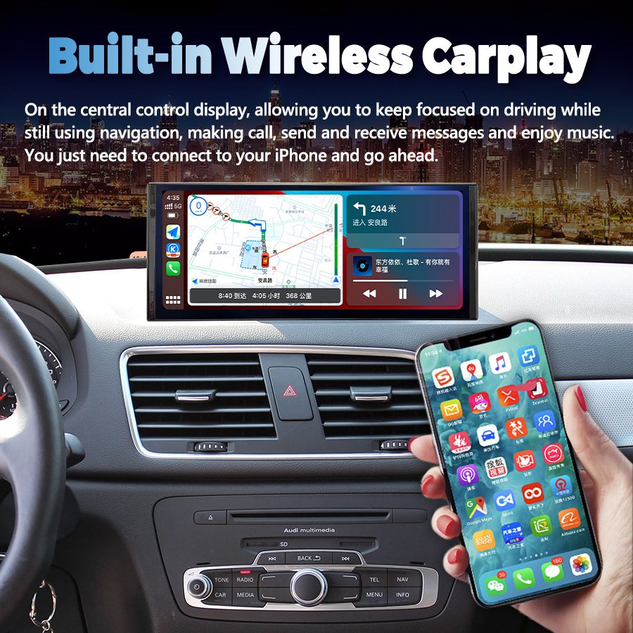 12.3inch Android 13 Qled Screen For AUDI Q3 2013-2018 Car Radio Multimedia Video Player Stereo GPS Wireless CarPlay Navigation