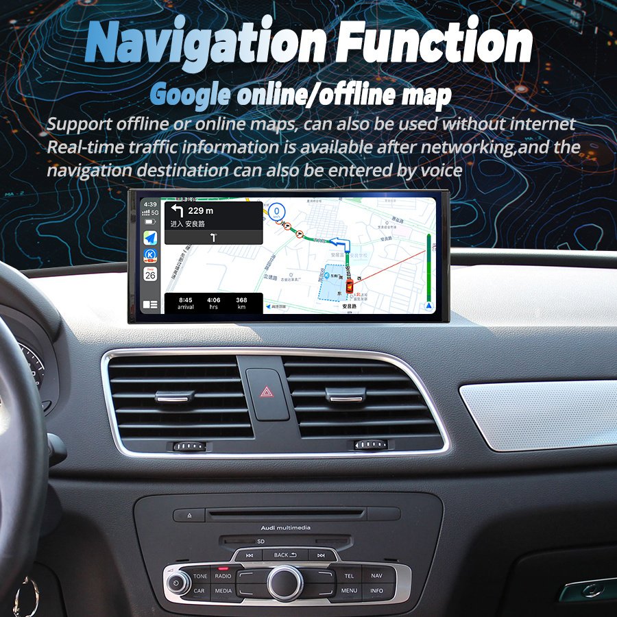 12.3inch Android 13 Qled Screen For AUDI Q3 2013-2018 Car Radio Multimedia Video Player Stereo GPS Wireless CarPlay Navigation