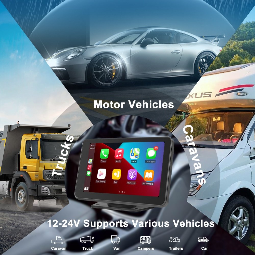 Jmance 7Inch Touch Screen Smart Wired Wireless Android Auto Mirror Link FM BT Portable CarPlay Player With Reversing Camera