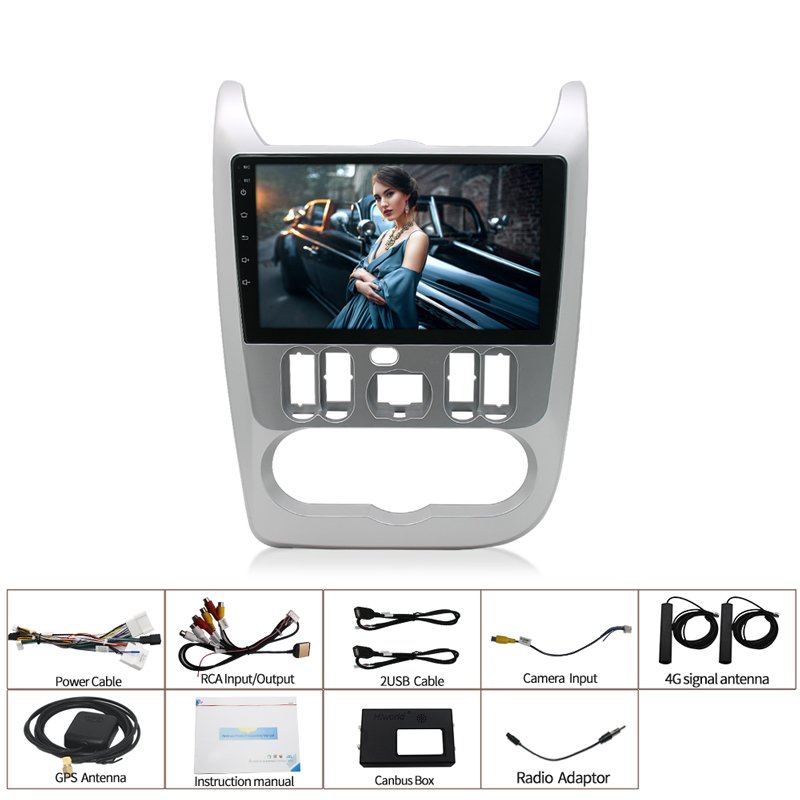 9-inch Android 10 4G+64G 8-core GPS navigation and car audio system with video AHD, suitable for Logan Sandero Duster 2009-2013