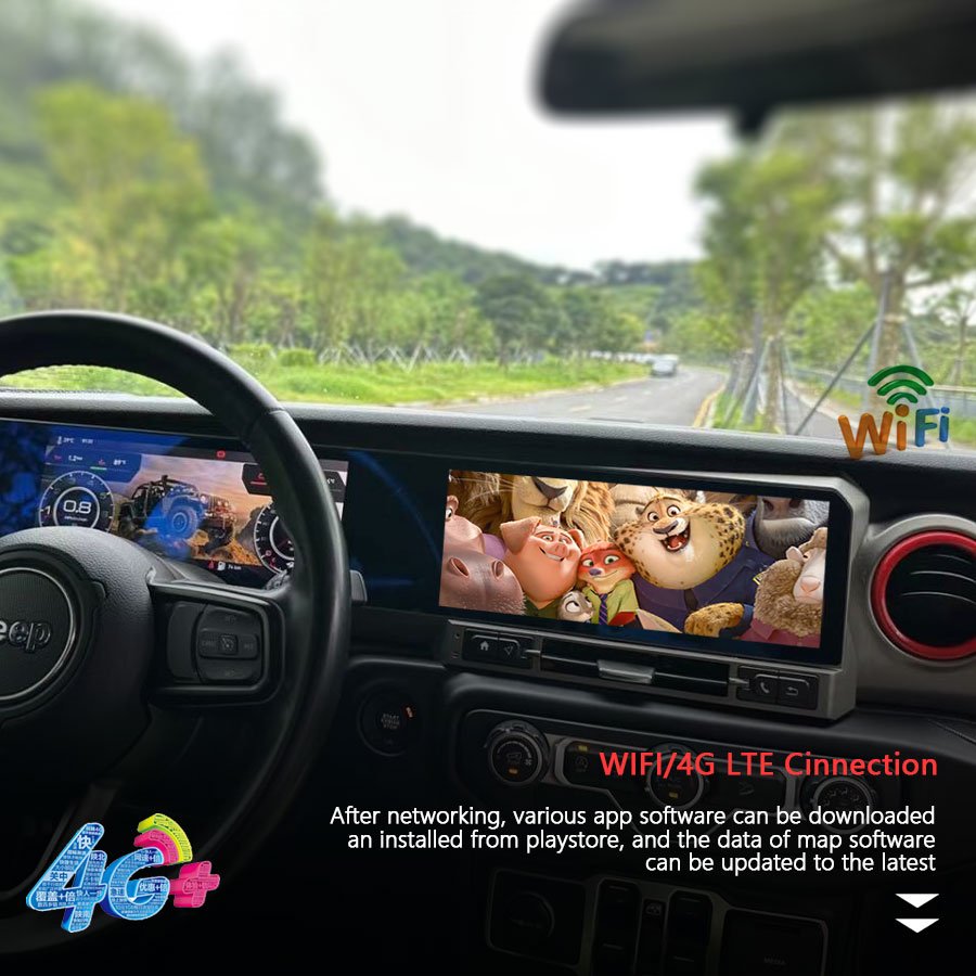 12.3+12.3inch Carplay Car Radio For JEEP WRANGLER 2018-2022 LCD Android Dual Touch Screen Multimedia Player GPS Navi Stereo 4G