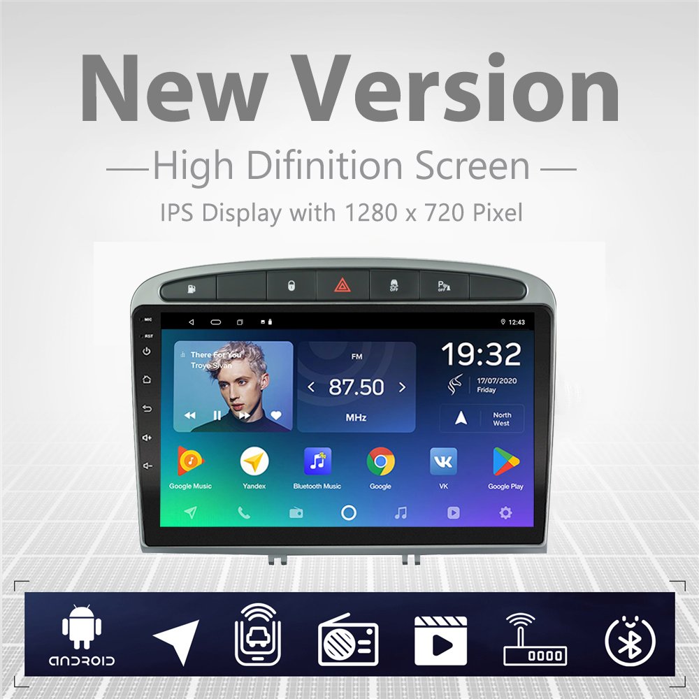 4+64G Touch Screen 9 inch Android 11 Capacitive High Definition Car Radio Stereo for Peugeot 308/408 2010-2016
