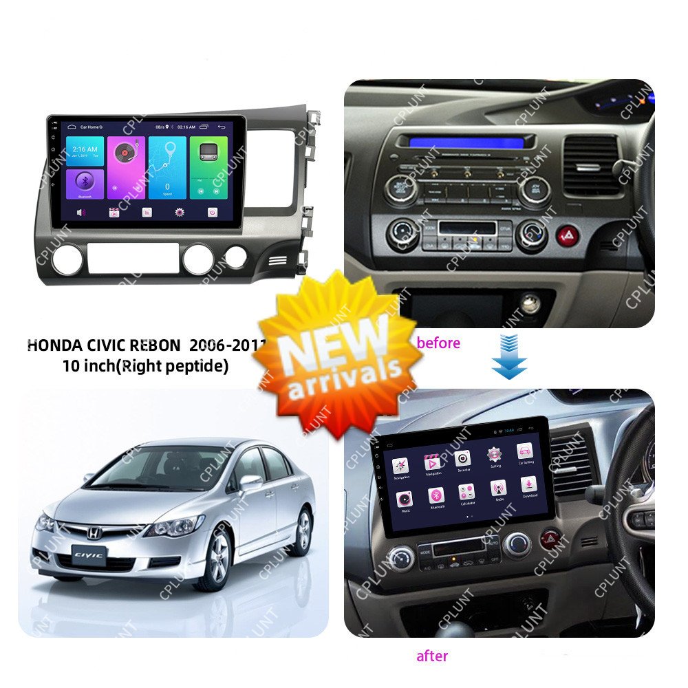Car DVD Player Frame For HONDA CIVIC REBON 2006-2011 RHD 10inch Android radio Farme stereo