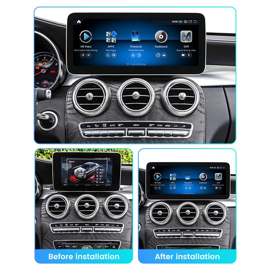 Mekede Qualcomm Snapdragon 680 IPS touch screen wifi with car play for Benz C W205-GLC X253-V class 2014 2018 NTG 5.0