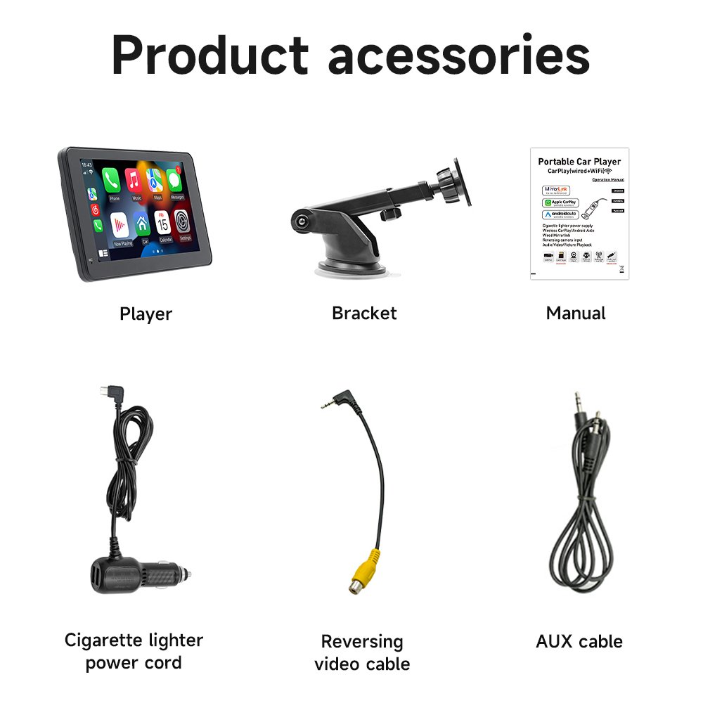 7 inch Wireless Carplay Car Screen for Car Compatible with 7 Inch Display Touch Screen Portable CarPlay & Android Auto