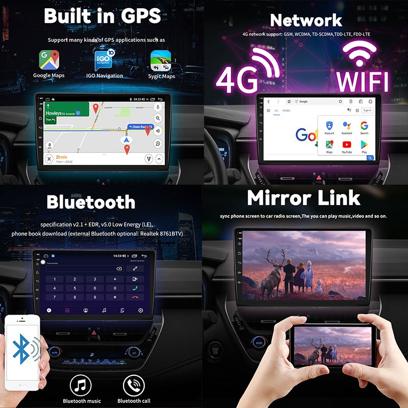 9 inch 2 din Double Din Android 12 Car DVD Player For GPS With Universal Radio Stereo Audio Head Unit Carplay Screen