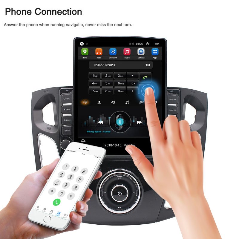 Tesla Style Android For Ford Focus 2011 2012 2013 2014 2015 Multimedia Stereo Car DVD Player Navigation GPS Radio