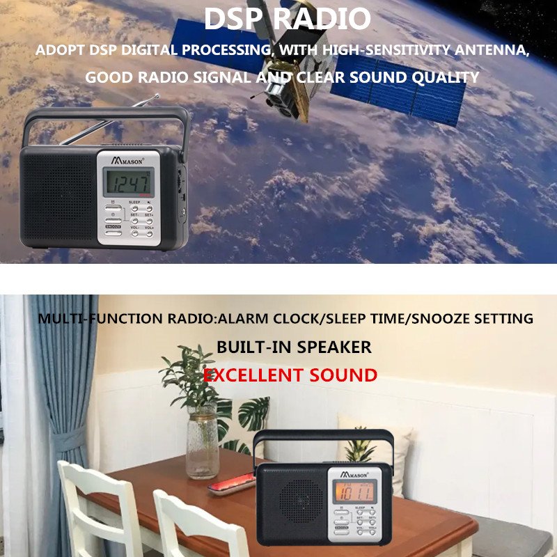 Dongguan OEM Service Portable Digital Alarm Clock AM/FM Other Radio With LCD Display And Speaker
