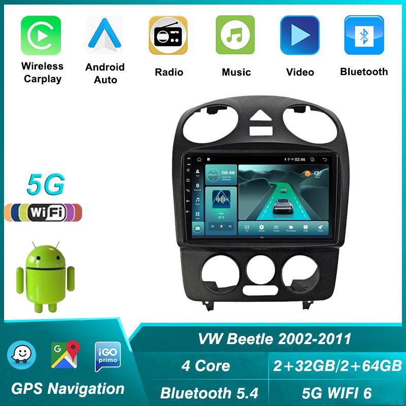 Built-in 5G WiFi 6 Android Car Radio for VW Volkswagen Beetle 2002-2011 Carplay GPS Multimedia Video Player Autoradio Head Unit