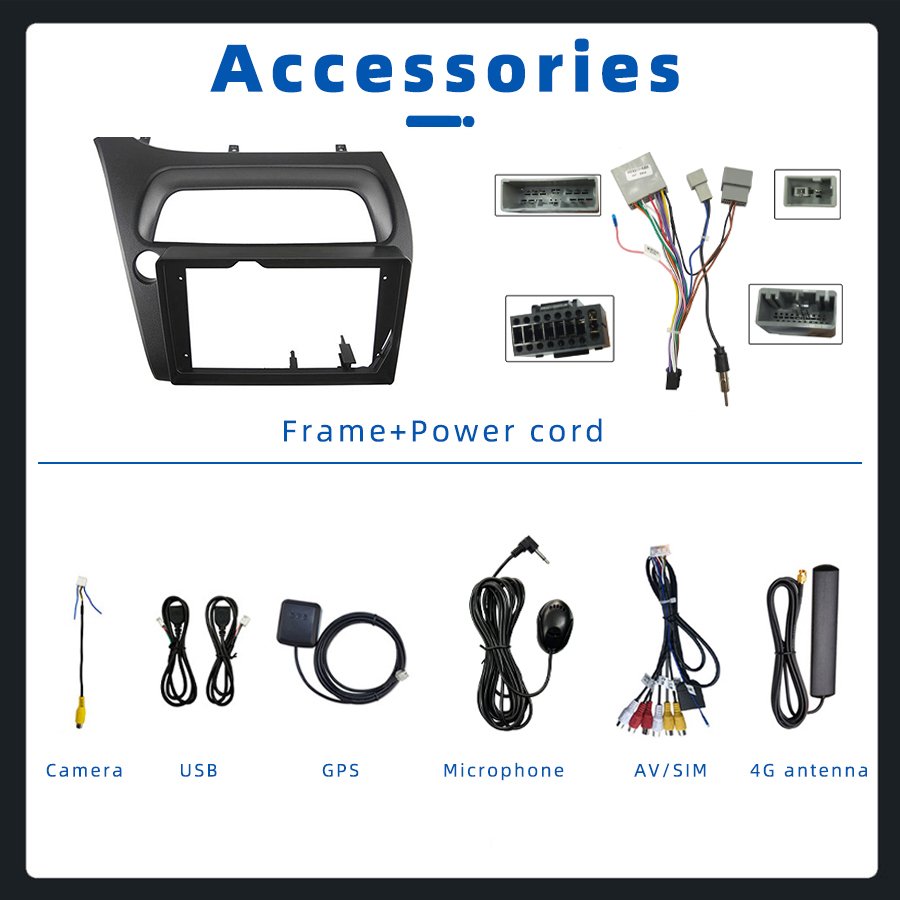 4+64GB Android 13 2K Car Radio GPS Navigation 360 Camera CarPlay+auto Stereo Autoradio For Honda Civic 2006-2011