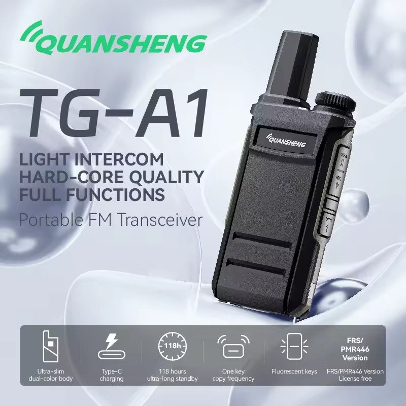 QuanSheng TG-A1 Wireless Long Range Transmitter Professional Black Handheld Walkie Talkie