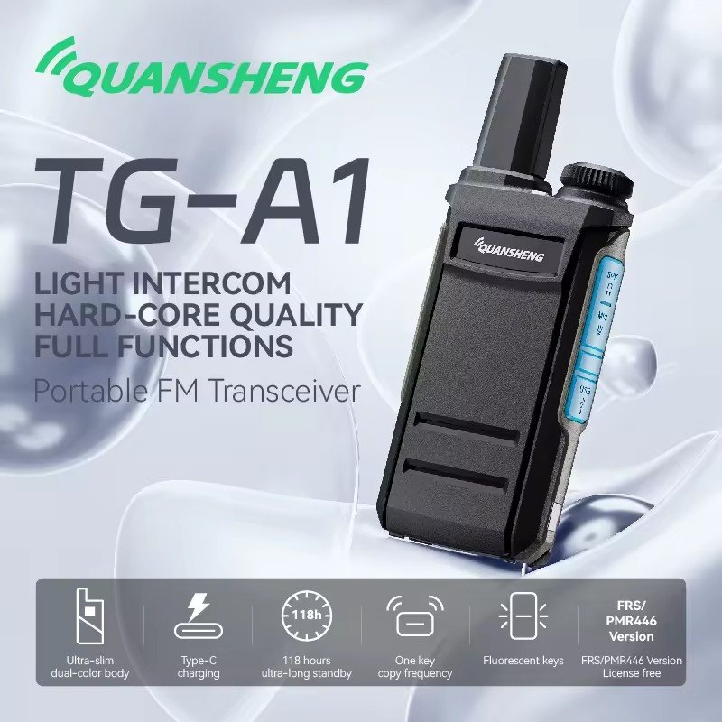 QuanSheng TG-A1 Wireless Long Range Transmitter Professional Black Handheld Walkie Talkie