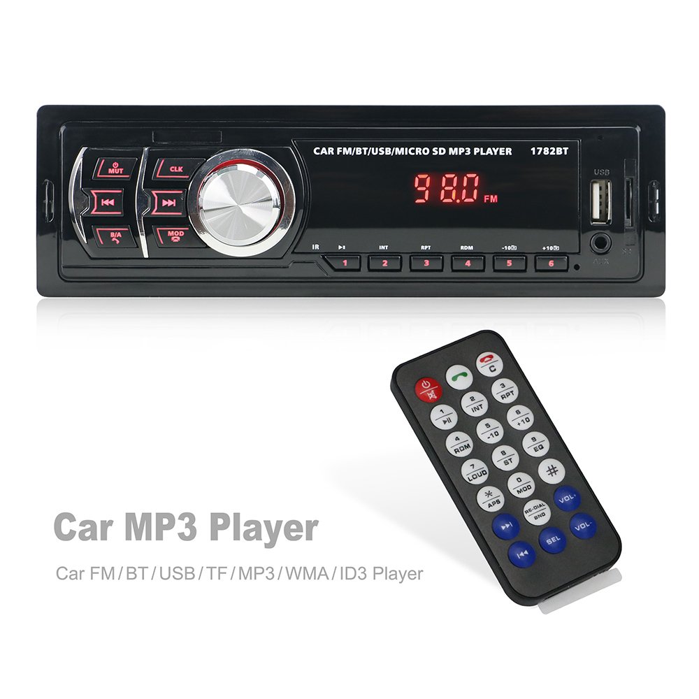 1single Din SD MP3 Player car stereo radio FM Aux Input Receiver USB with BT Audio