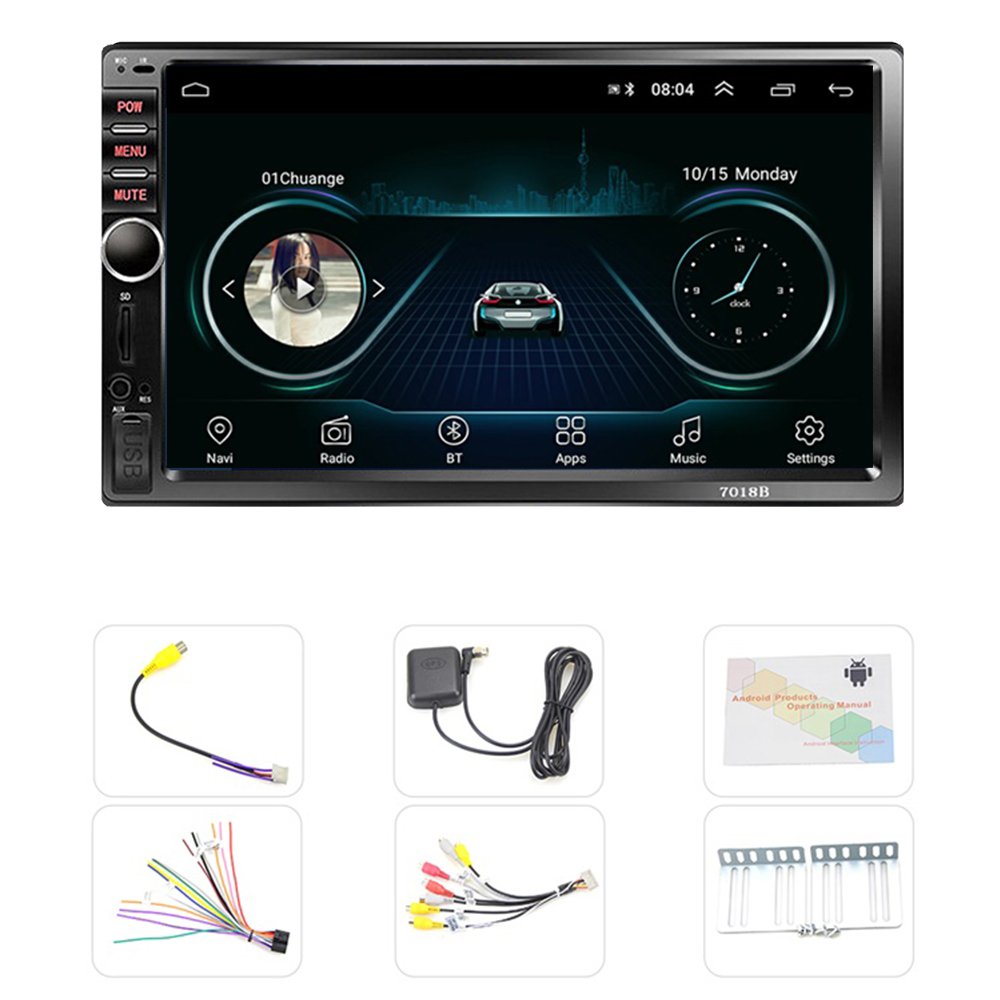 New 7018 With A Knob Radio Built -in Car Android 1g+16g WIFI/USB/BT/TF/AUX Car DVD Player