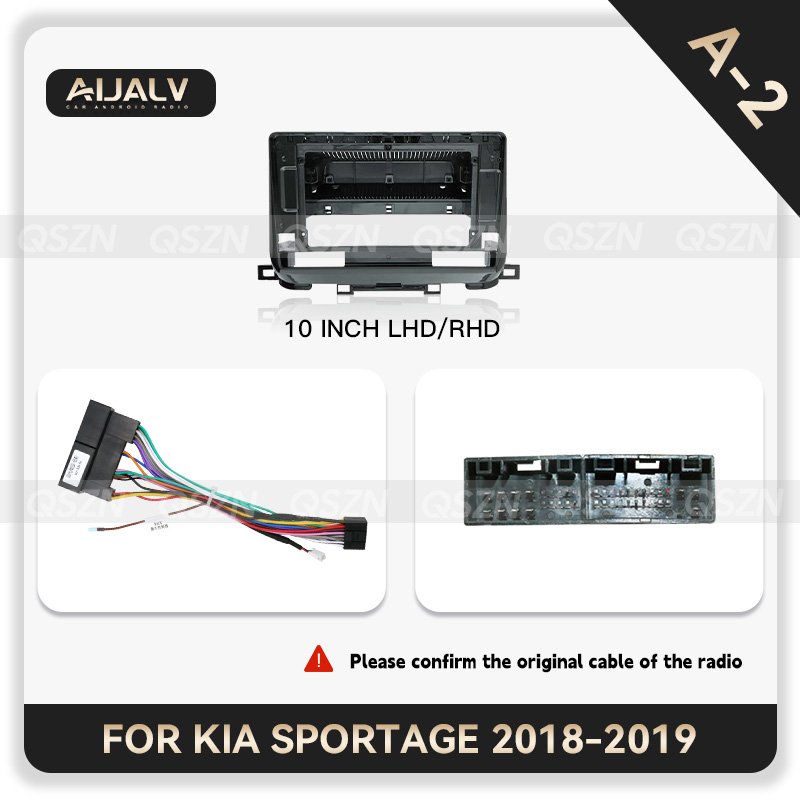 Car DVD Single Din Frame Kits for KIA SPORTAGE 2018-2019 10INCH UV Black LDH/RHD with Cable Wiring Harness other auto parts