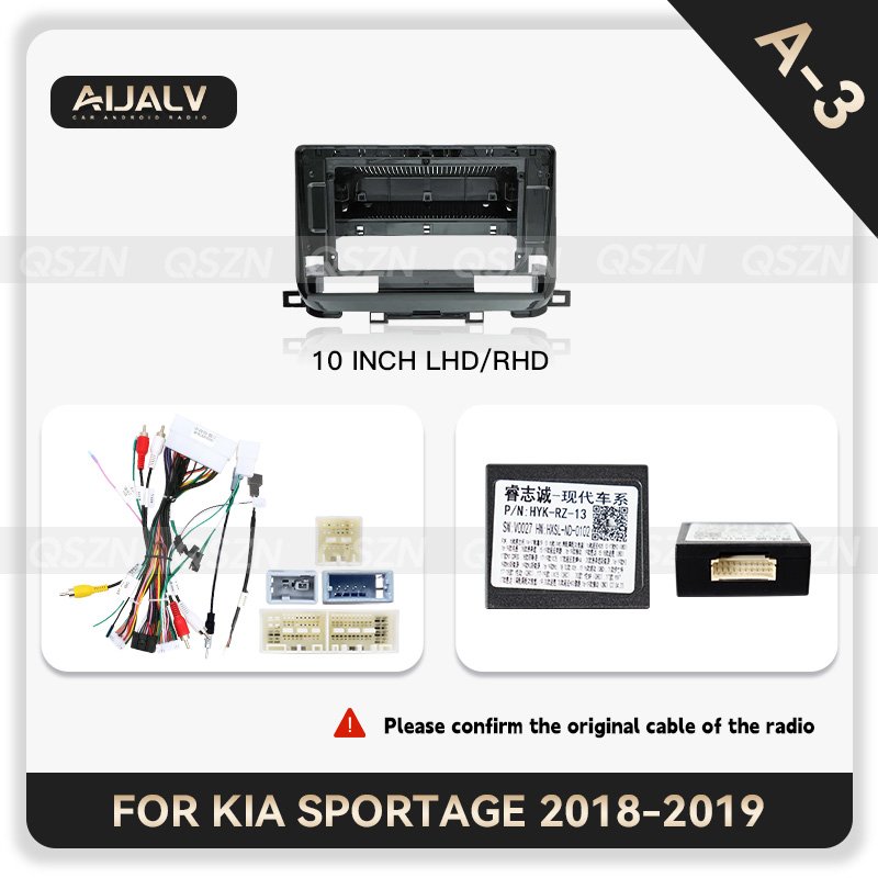 Car DVD Single Din Frame Kits for KIA SPORTAGE 2018-2019 10INCH UV Black LDH/RHD with Cable Wiring Harness other auto parts