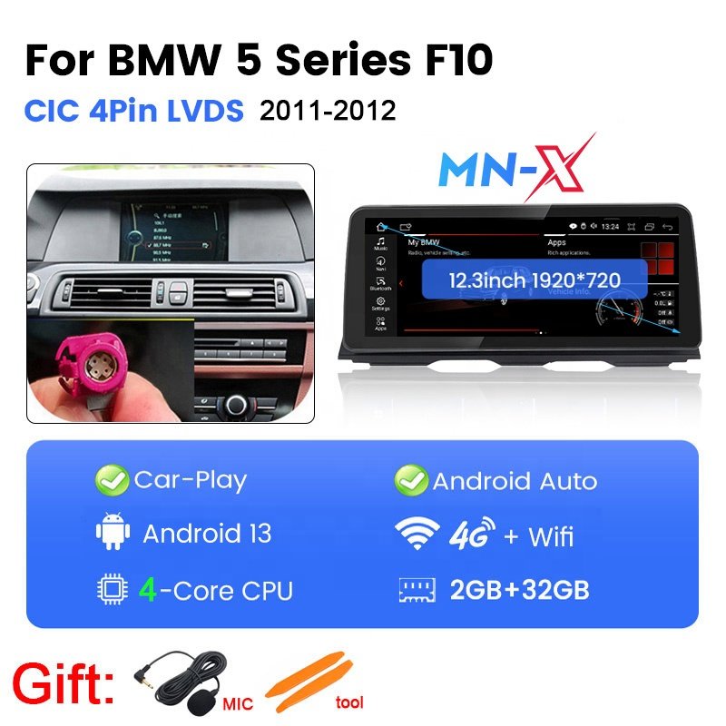 MEKEDE MNX 12.3" Android13 1920*720 4G/WIFI DSP touch screen car radio for BMW 5 Series F10