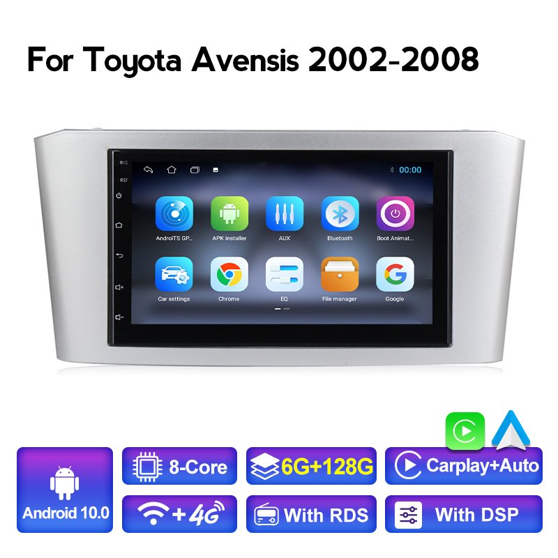 8-Core Car Radio 2 DIN Android 10 For Toyota Avensis T25 2002 2003 2004 2005 2006 2008 7'' GPS Navigation RDS Car Stereo NO DVD