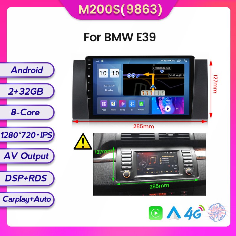 Mekede Android Auto wireless car auto radio for BMW X5 E39 E53 audio radio car multimedia system 4G LTE WIFI BT IPS