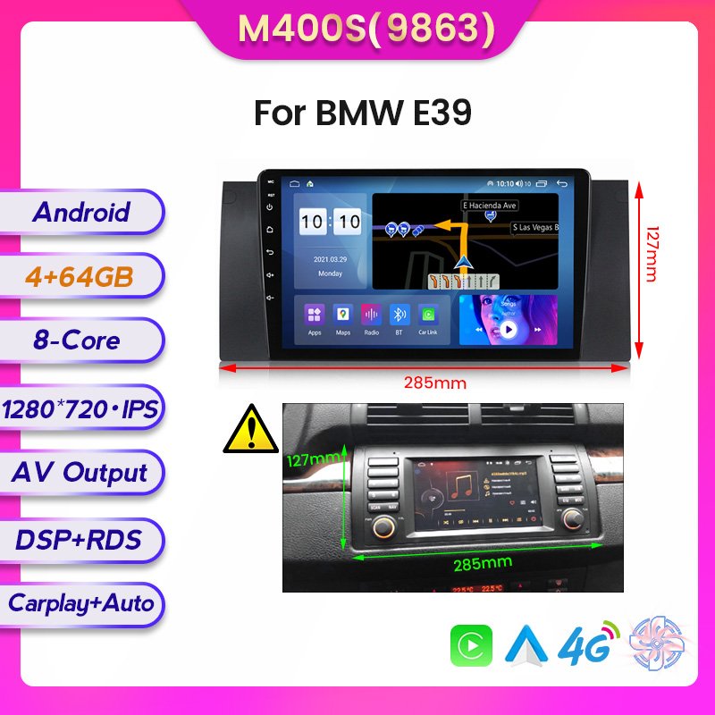 Mekede Android Auto wireless car auto radio for BMW X5 E39 E53 audio radio car multimedia system 4G LTE WIFI BT IPS