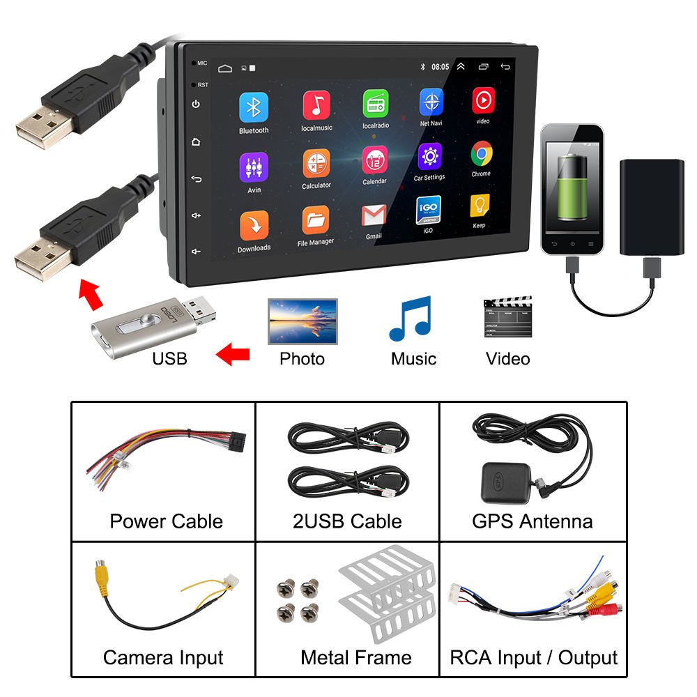 2 DIN Car Radio Android 11.0 GPS Navi Car Screen for Apple Carplay & Android Auto FM Autoradio Multimedia BT Mirror link