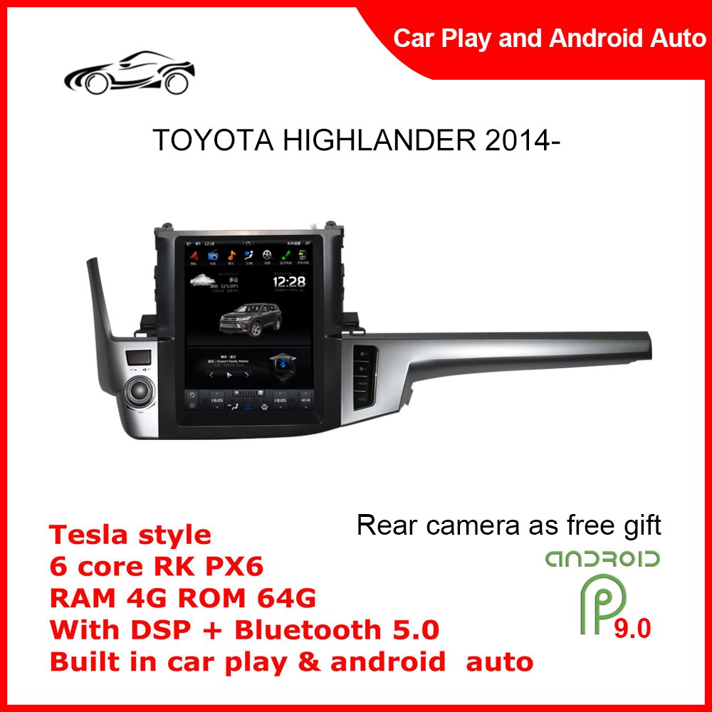 Fashion 12.1'' Car Screen Android Player GPS Navigation Radio with HD Screen Carplay Video Player for TOYOTA HIGHLANDER 2014-
