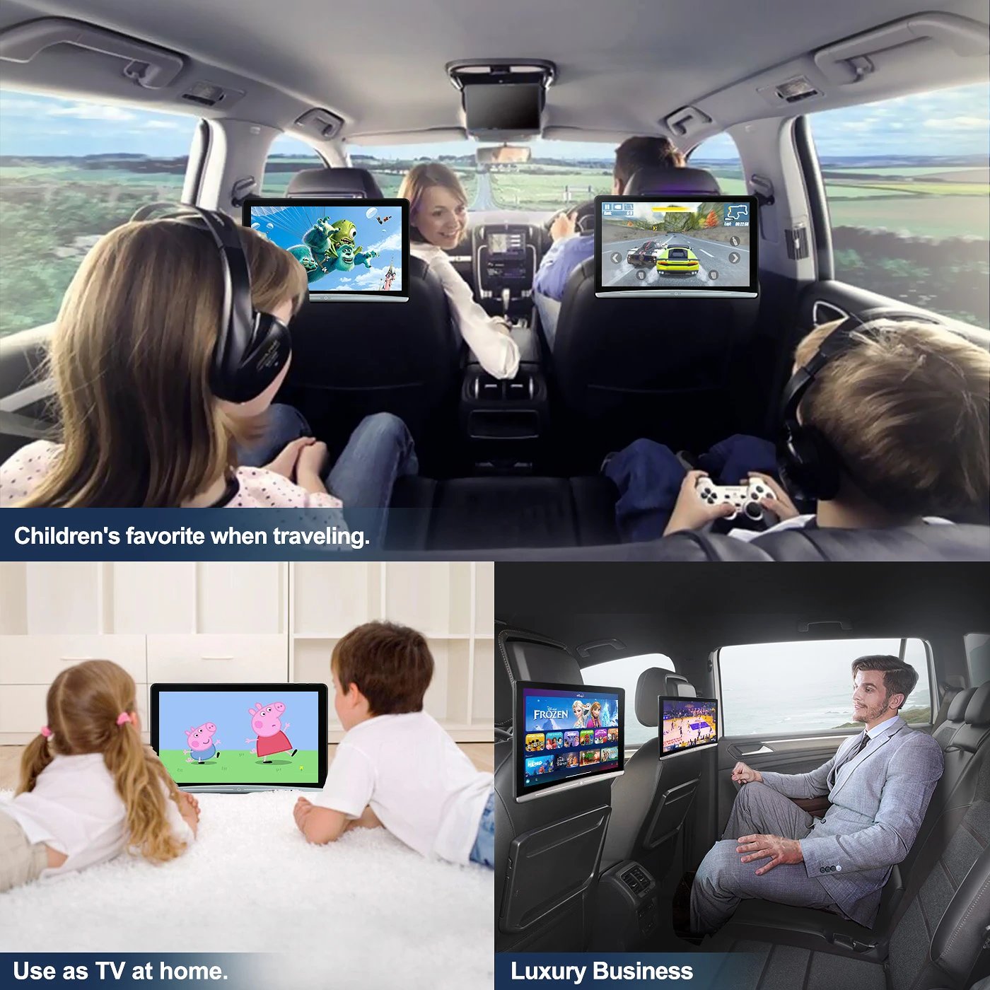 Jmance 13.3 Inch Android 10.0 Headrest TV 4K Car Monitor Multifunction Tablet Touch Screen WiFi/BT/ Car Radio