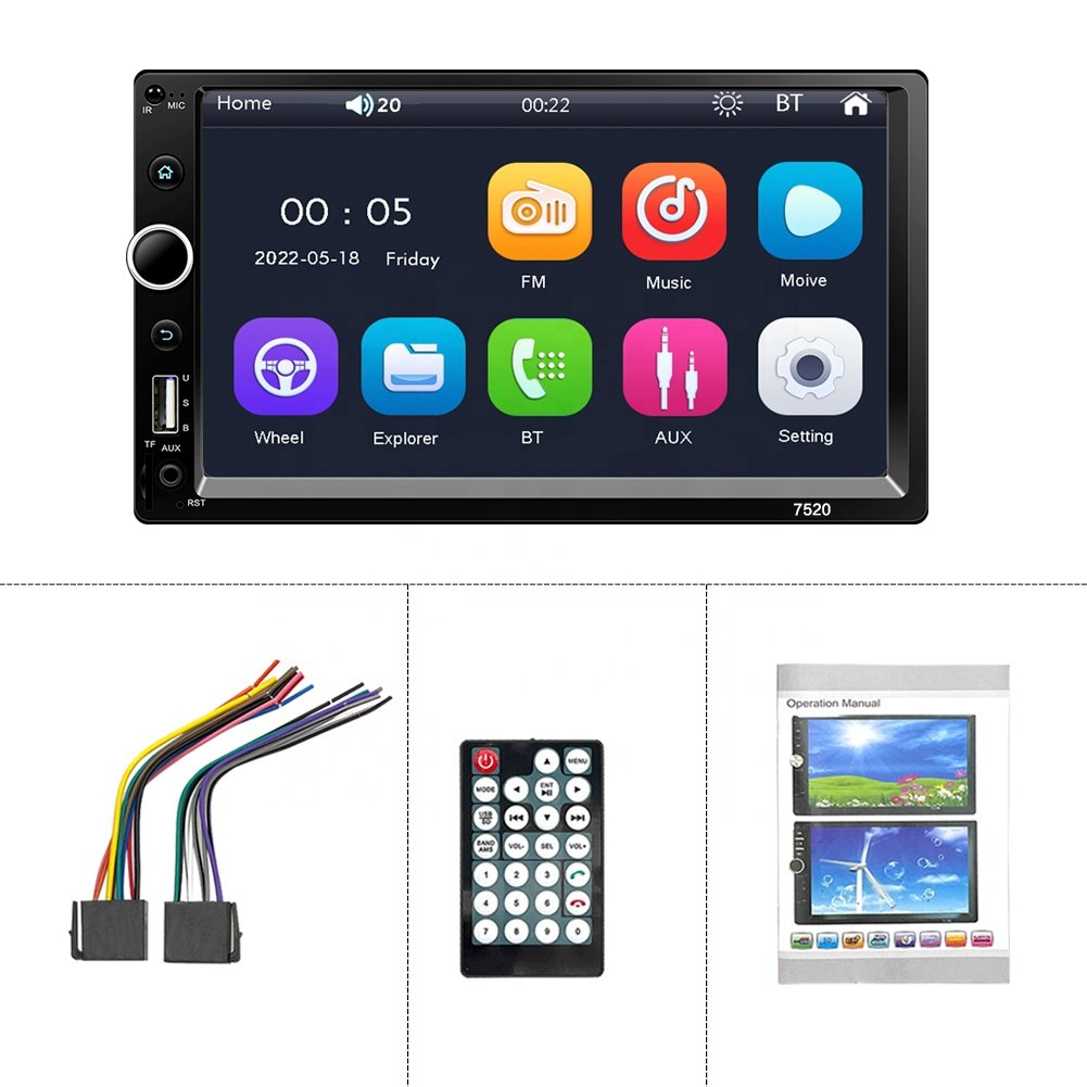 New Selling 2 Din 7 inch Touch Screen Car MP5 Player For Radio FM\BT\USB\TF card Music 7520