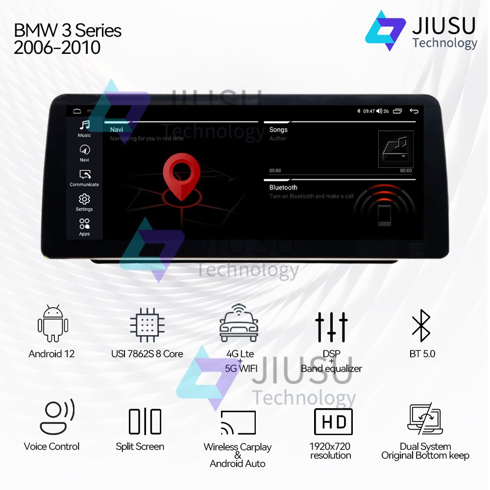 12.3'' Touch Screen Android Car Radio GPS Navigation DVD Player Stereo Multimedia System for BMW 3 Series E90 E91 E92 2006-2010