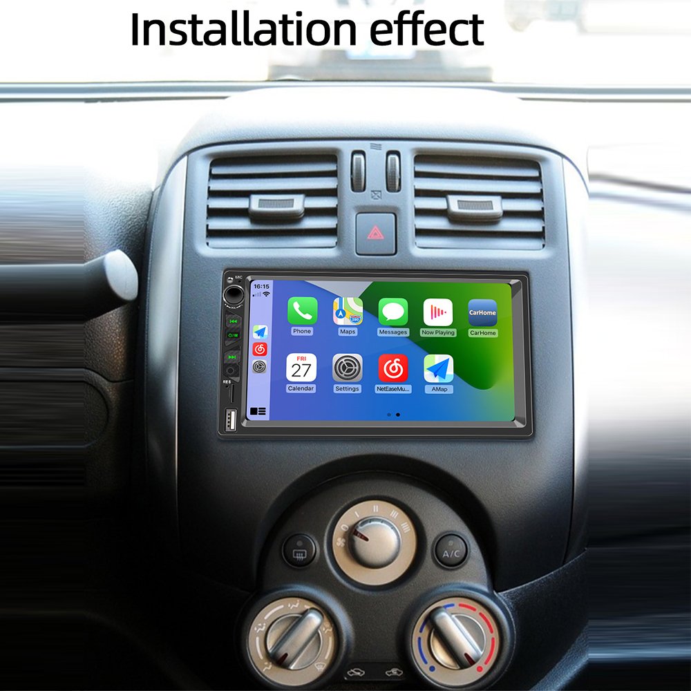 Universal 7 Inch Touch Screen Car DVD Player wireless Carplay Car Radio Double Din Car Stereo with GPS Navigation WIFI BT
