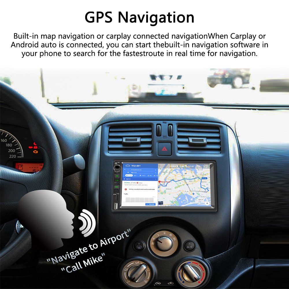 Universal 7 Inch Touch Screen Car DVD Player wireless Carplay Car Radio Double Din Car Stereo with GPS Navigation WIFI BT