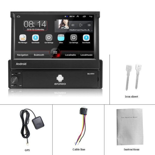Slot AUX Input Remote Contract MultipleTempered Glass Multimedia FM WIFI Stereo Car-ChargerCar Radio