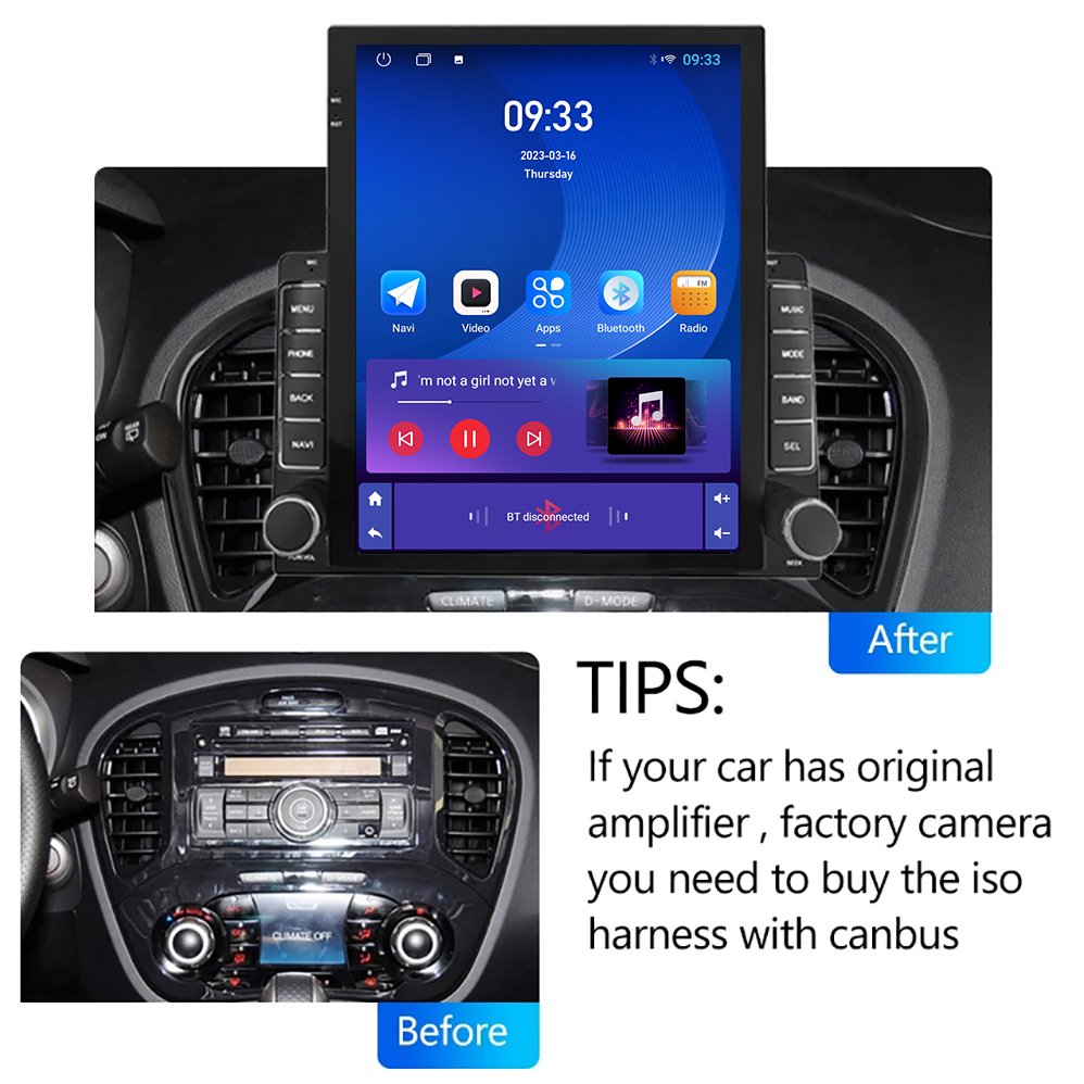 9.7'' Inch Android dvd Car Radio for Nissan Juke 2010-2014 Tesla Vertical Screen Multimedia Stereo with Carplay