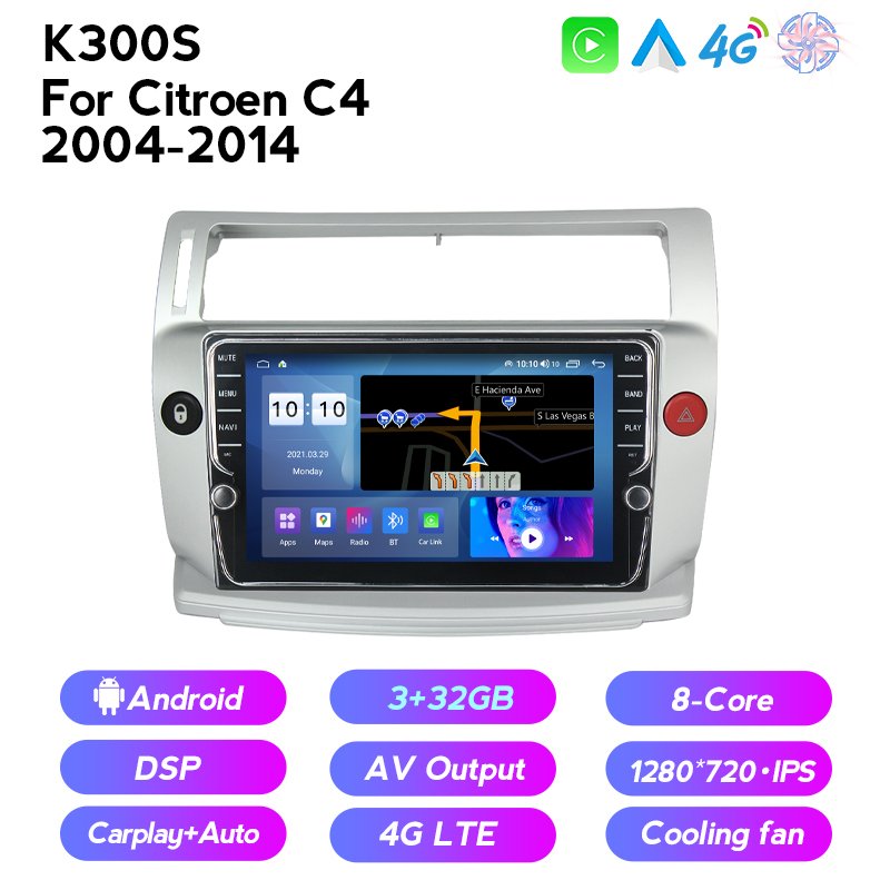 Navifly WIFI 4G BT Car Multimedia Gps Navigation for Citroen C4 C-Triomphe C-Quatre 2004 2005 2006 2007 2008-2014 2Din Dsp Radio