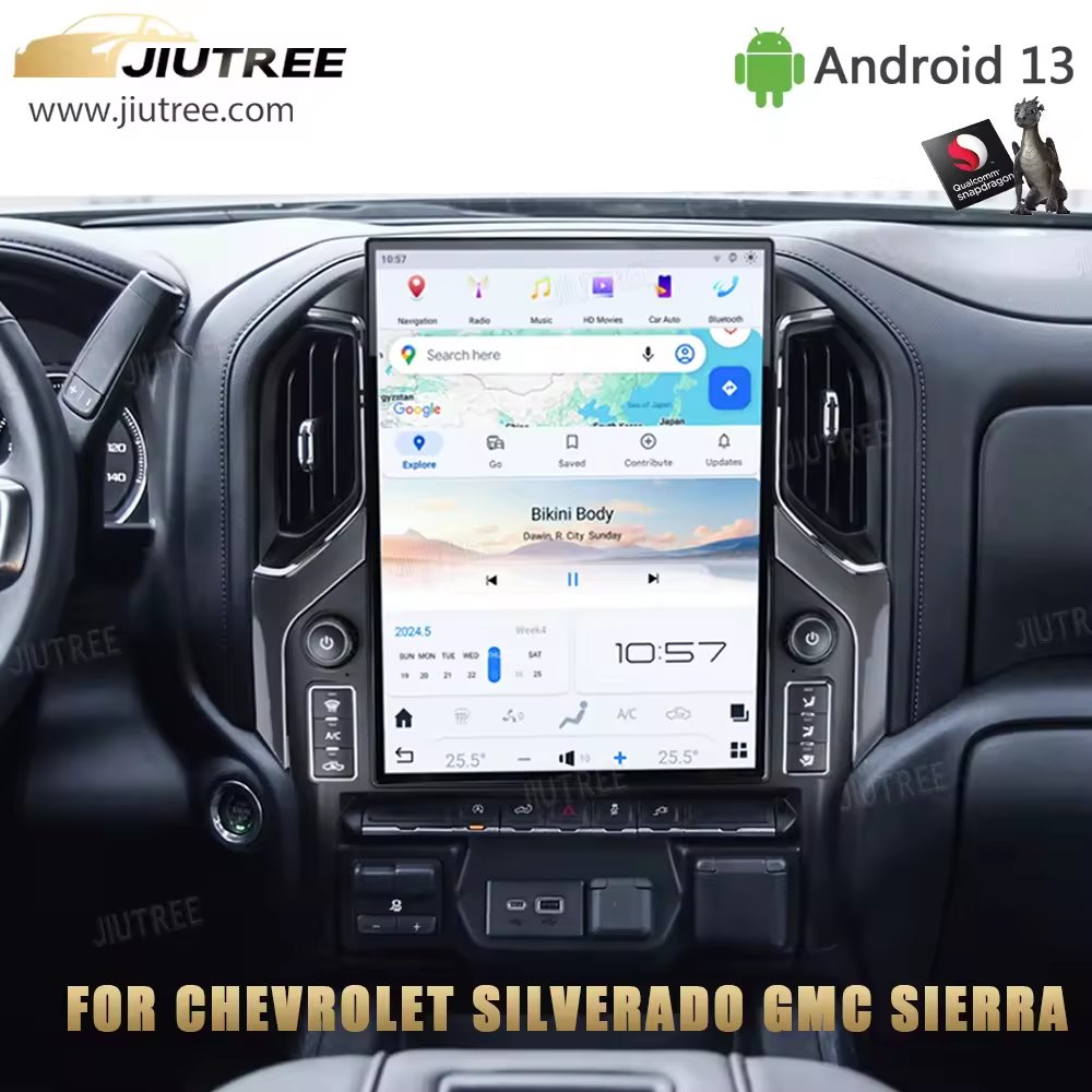 15.6 inch Qualcomm Android 13 Car Radio for Chevrolet Silverado GMC Sierra 2019-2023 Modified Multimedia Player YouTube carplay