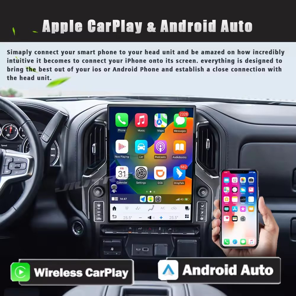 15.6 inch Qualcomm Android 13 Car Radio for Chevrolet Silverado GMC Sierra 2019-2023 Modified Multimedia Player YouTube carplay