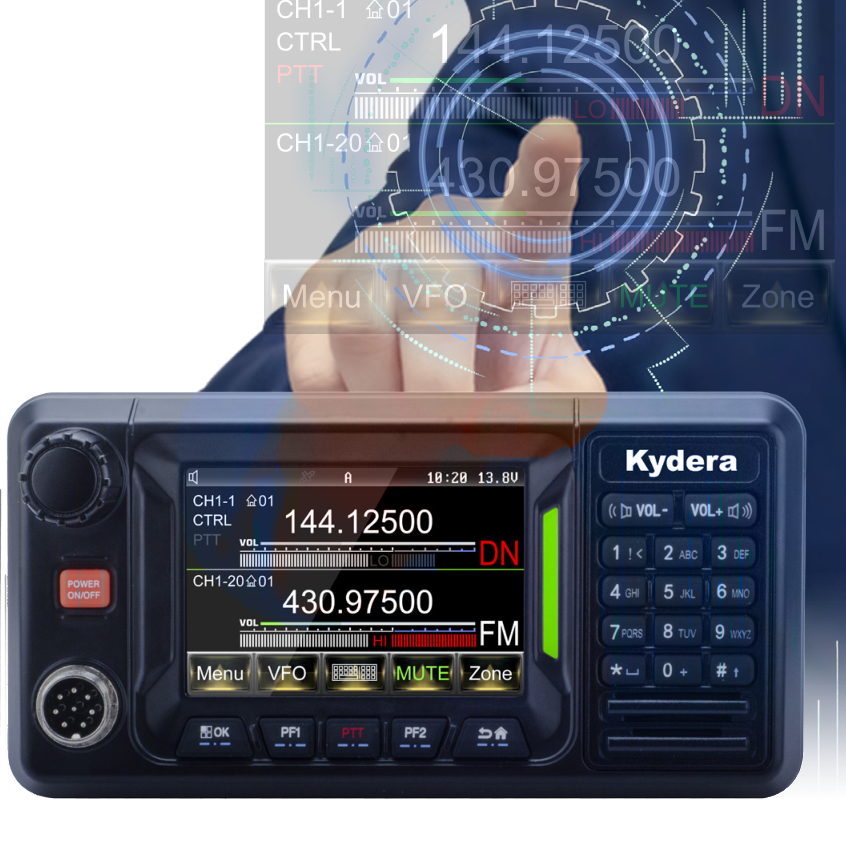IP67 Waterproof Vehicle radio Kydera CDR-500UV GMRS 30W MINI DMR Mobile Transceiver By Touch Screen Metal Housing Two Way radio