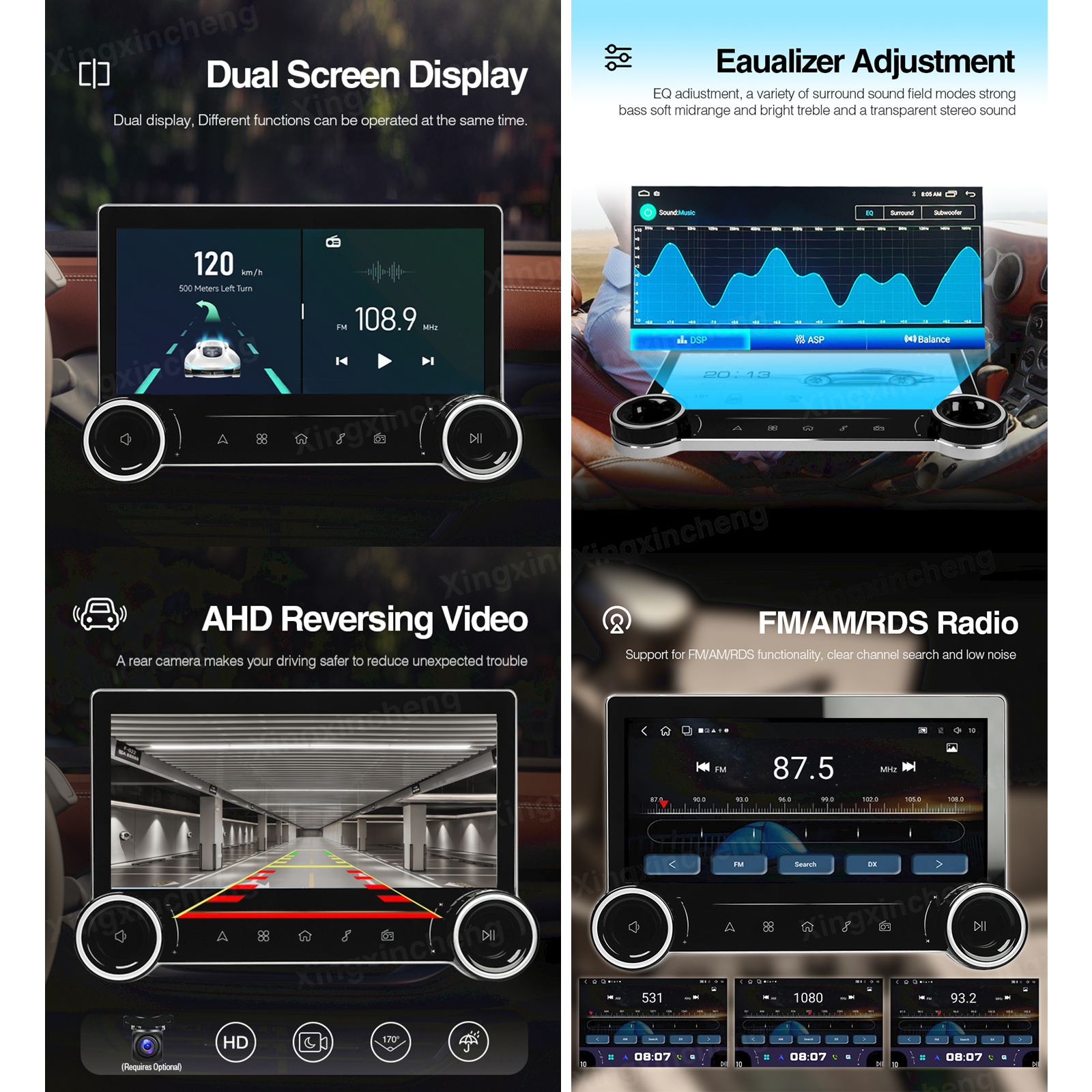 New 8Core 4+64G Android Car Radio Audio 10.33inch Multimedia Player Screen Carplay Android Auto WIFI&4G GPS 2 Knobs