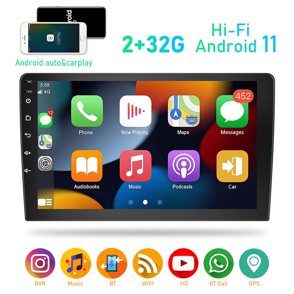Podofo 2 Din 10.1'' Android Car Stereo 1+32/2+64G For Chevrolet Silverado 2014-2018 Carplay Android Auto Car Radio WIFI GPS BT