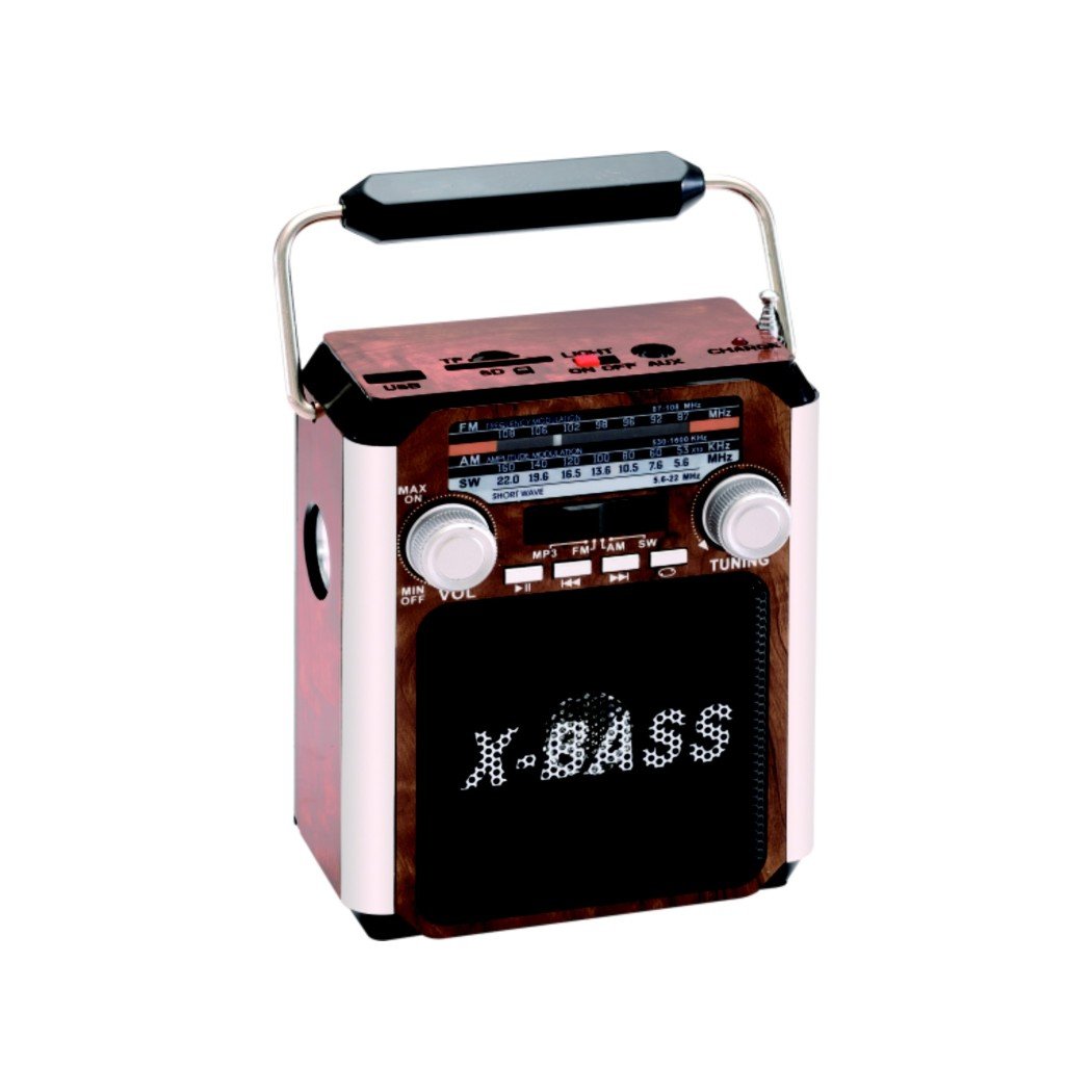 RS-619 fm/am/sw 3 portable band radio with usb sd tf card-aux in-dc jack-recharge battery-torch-strap