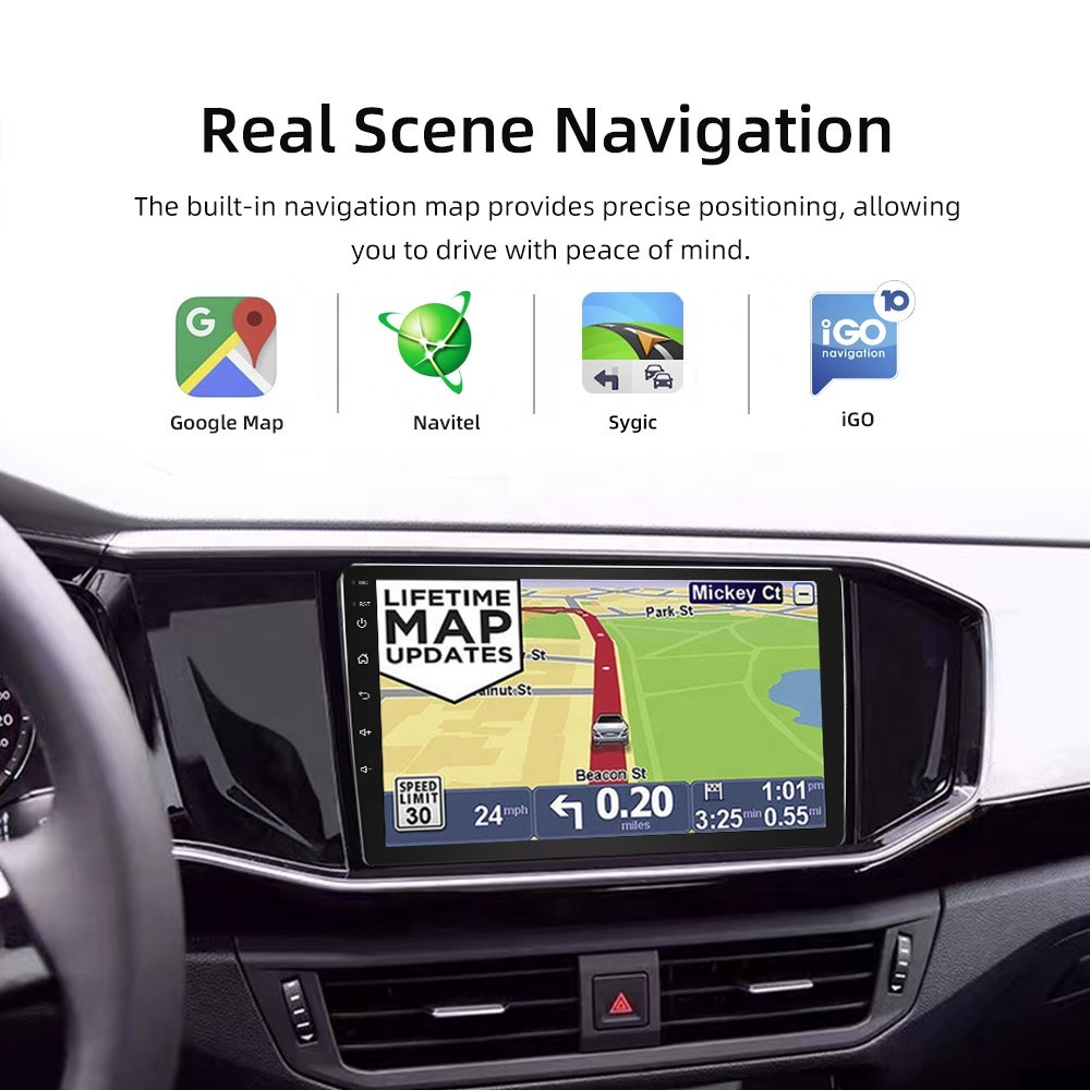 Universal android 9.1 car DVD player double 2din 10inch capacitive touch screen car radio gps player with BT WIFI
