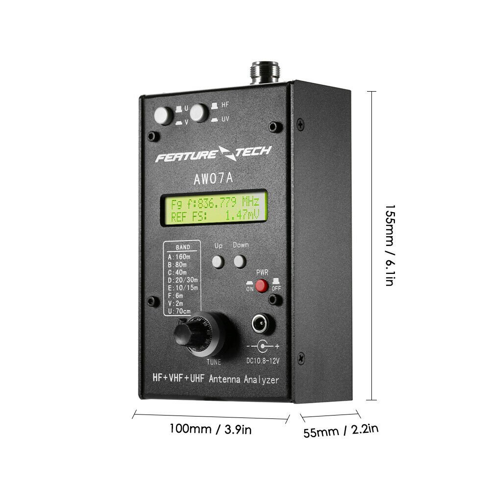 HF +UV AW07A HF/VHF/UHF 160M 490Mhz Impedance SWR Antenna Analyzer Shortwave Ham Radio + English Manual