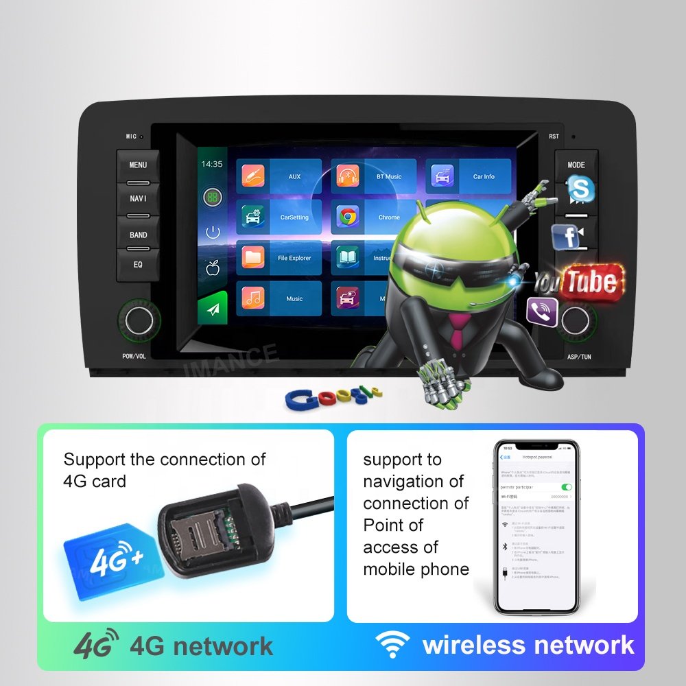 Jmance Qled 7 Inch Android Car Stereo 2 Din For Mercedes Benz R-Class 330 2005 2006 2007 2008 2009 Frame