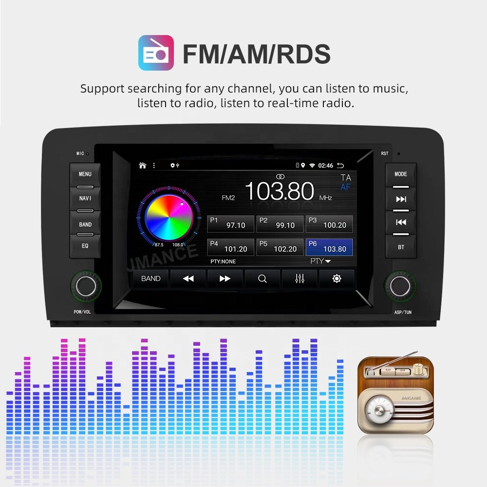Jmance Qled 7 Inch Android Car Stereo 2 Din For Mercedes Benz R-Class 330 2005 2006 2007 2008 2009 Frame