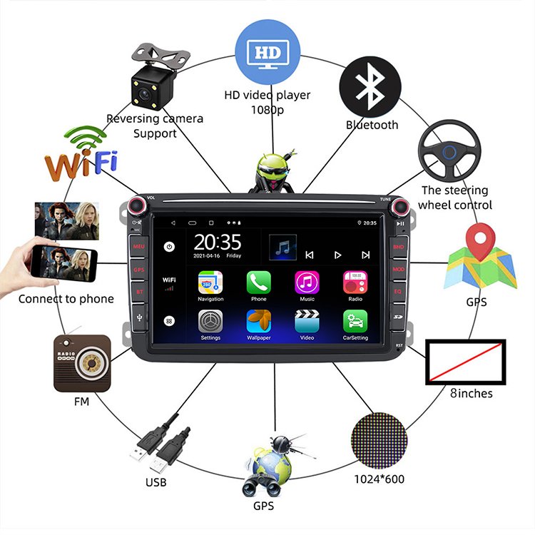 8inch Android 13 4+64G For VW Passt Golf Polo MK5/6 Caddy Amork Jetta Carplay Car stereo Radio GPS WIFI BT