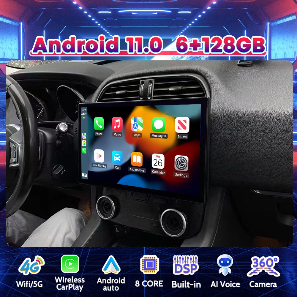 13.3" Android QLED Screen for Jaguar F-PACE 2016-2020 DSP GPS Carplay Car Radio Stereo DVD Player Multimedia 360 Camera System