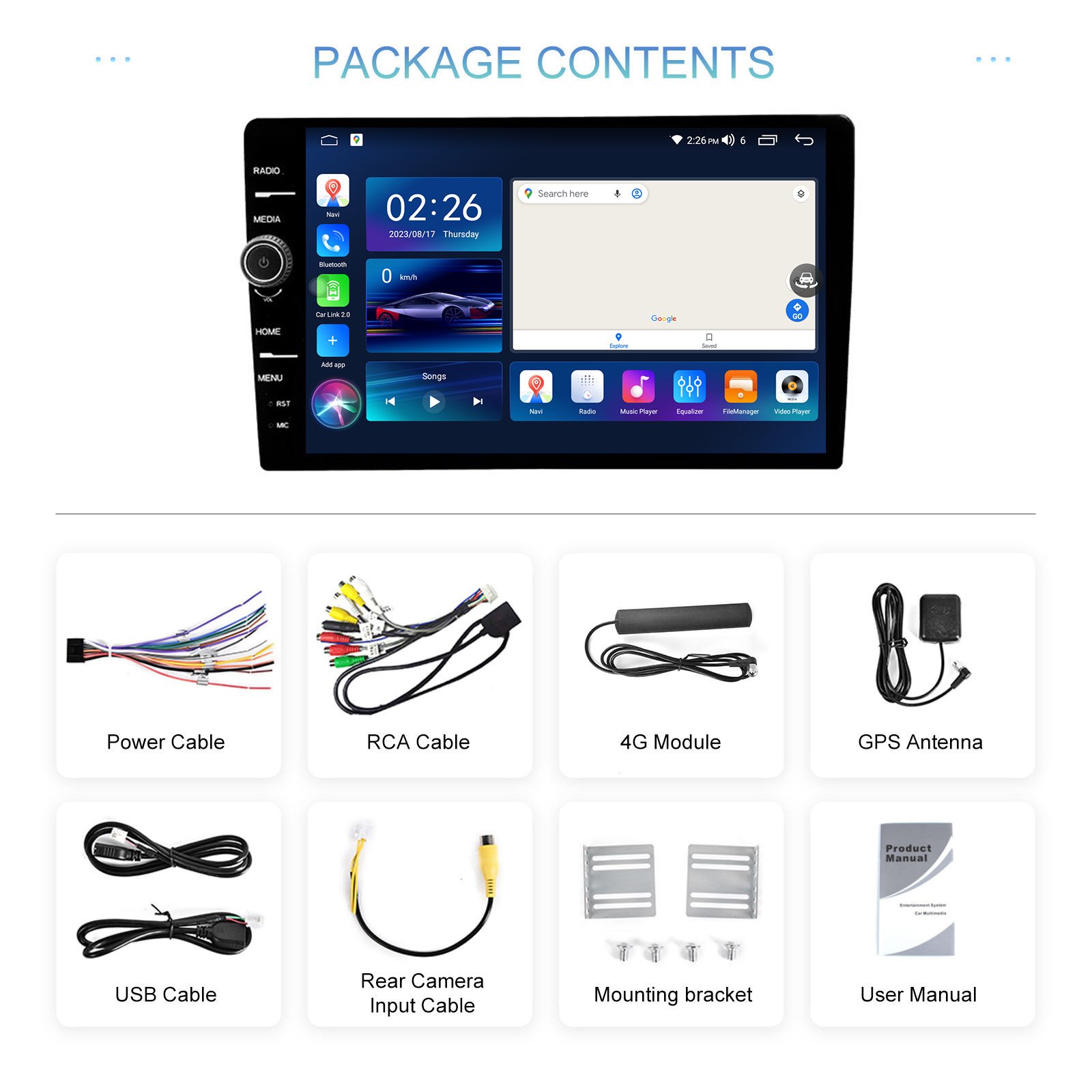 Knob 9 Inch 10 Inch Touch Screen Android Car Radio 2 Din QELD Screen Player Car Stereo Auto Multimedia MP5 Player with GPS WIFI
